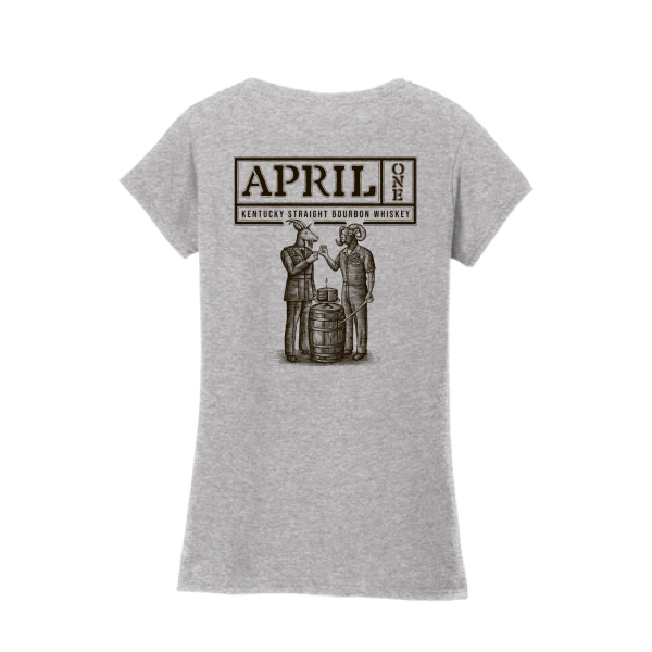 Women's Grey V-Neck T-Shirt - April One Bourbon