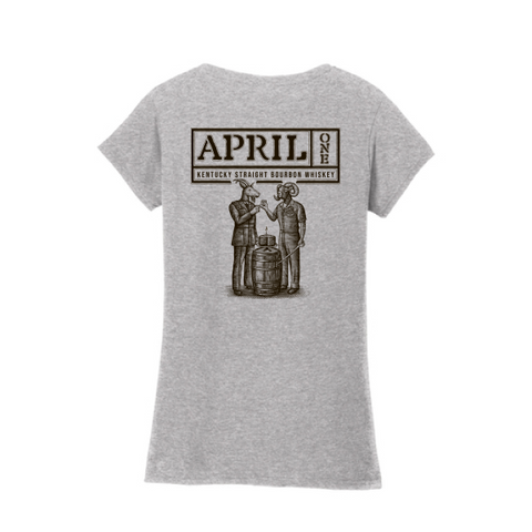 Women's Grey V-Neck T-Shirt - April One Bourbon